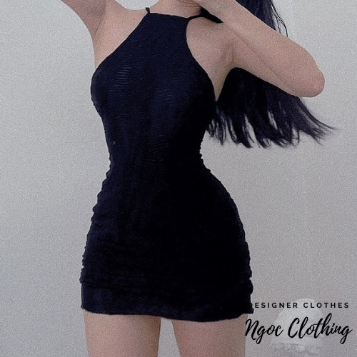 Váy cổ yếm Mia Sexy chất liệu sheer lưới NGOCCLOTHING nữ  Đầm cổ yếm đan chéo phong cách quyến rũ HOT