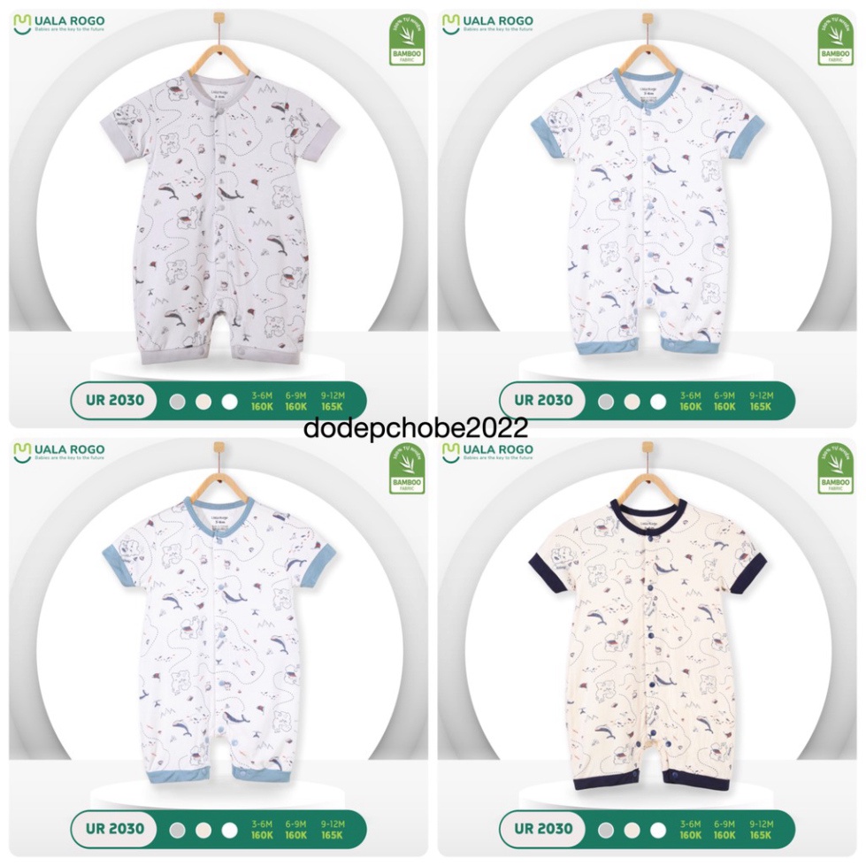 Bộ Body cộc tay cài giữa hãng Uala Rogo vải sợi tre