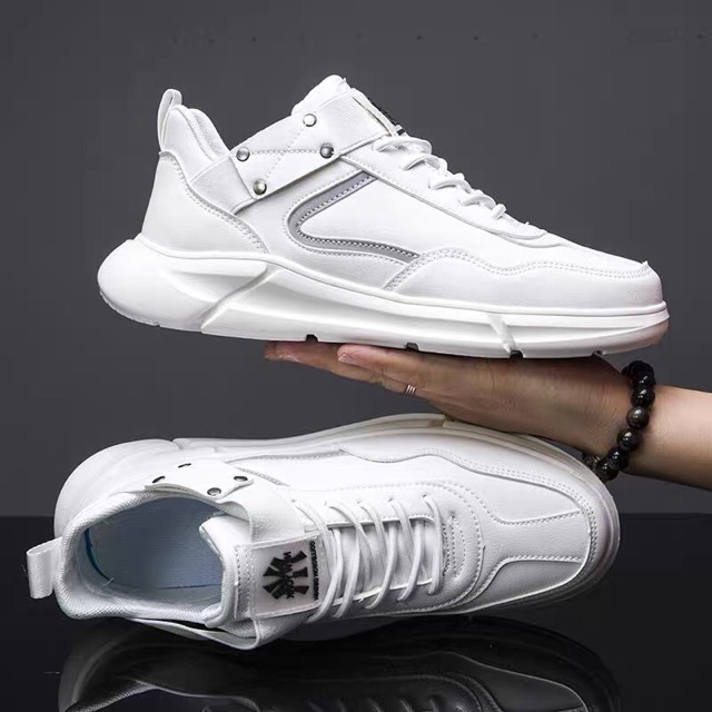 Giày nam trắng ⚜️𝑭𝑹𝑬𝑬𝑺𝑯𝑰𝑷⚜️ - Giày Da Sneaker Hàng Shop ĐỘC QUYỀN Cao Cấp - Da Thật - SNKT-9 Trắng