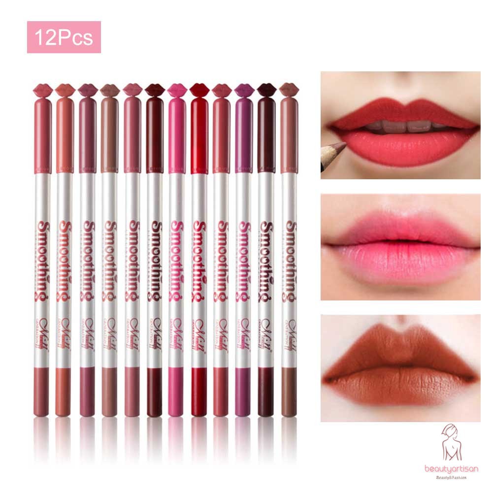 Set 12 chì kẻ viền môi kháng nước lâu trôi và lên màu đẹp