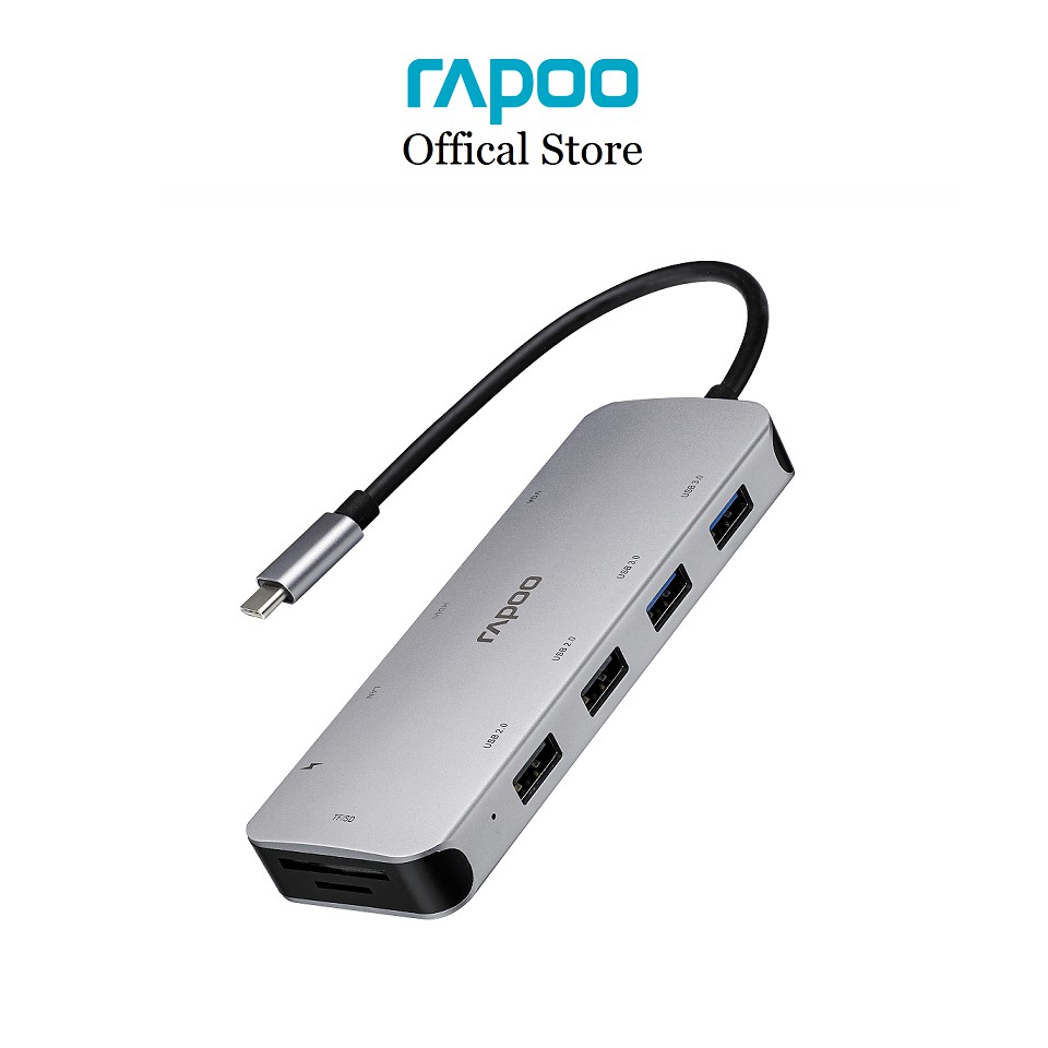 [Mã ELTECHZONE giảm 5% đơn 500K] Hub USB-Type C đa năng Rapoo XD200C (USB-C, HDMI 4K, RJ45, Khe cắm thẻ nhớ)