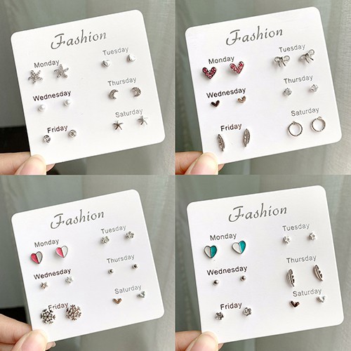 Bông Tai Bạc Nữ Combo 6 Món Trang Sức Cao cấp, 4 Set Lựa Chọn Thời Trang