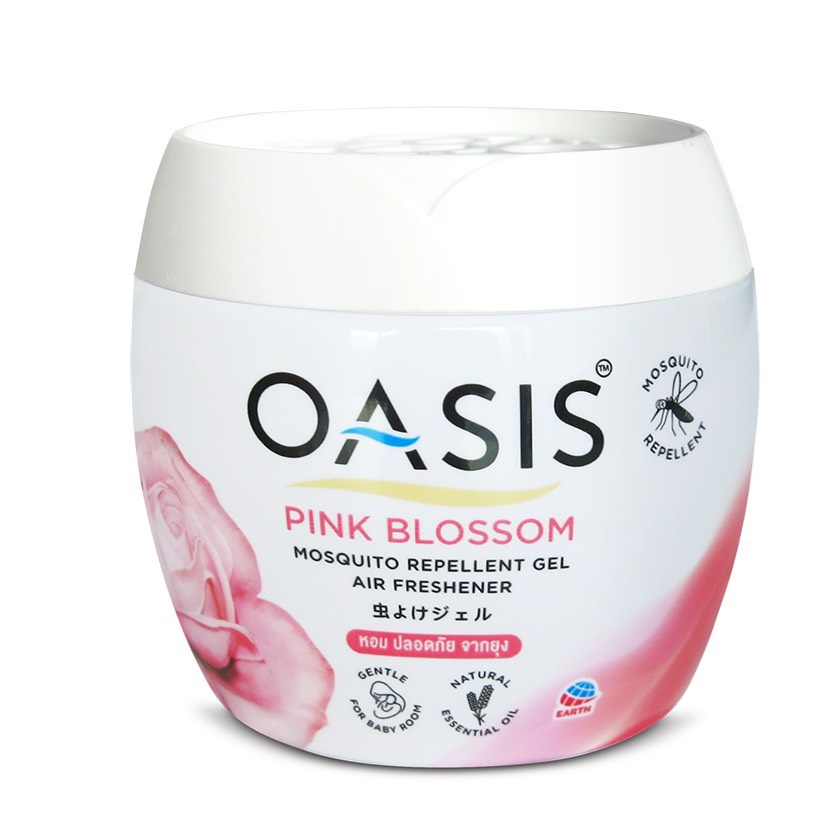 Sáp thơm đuổi muỗi OASIS Hương Hoa Hồng 180gr chất lượng Thái Lan cao cấp mosquito repellent gel Pink Blossom