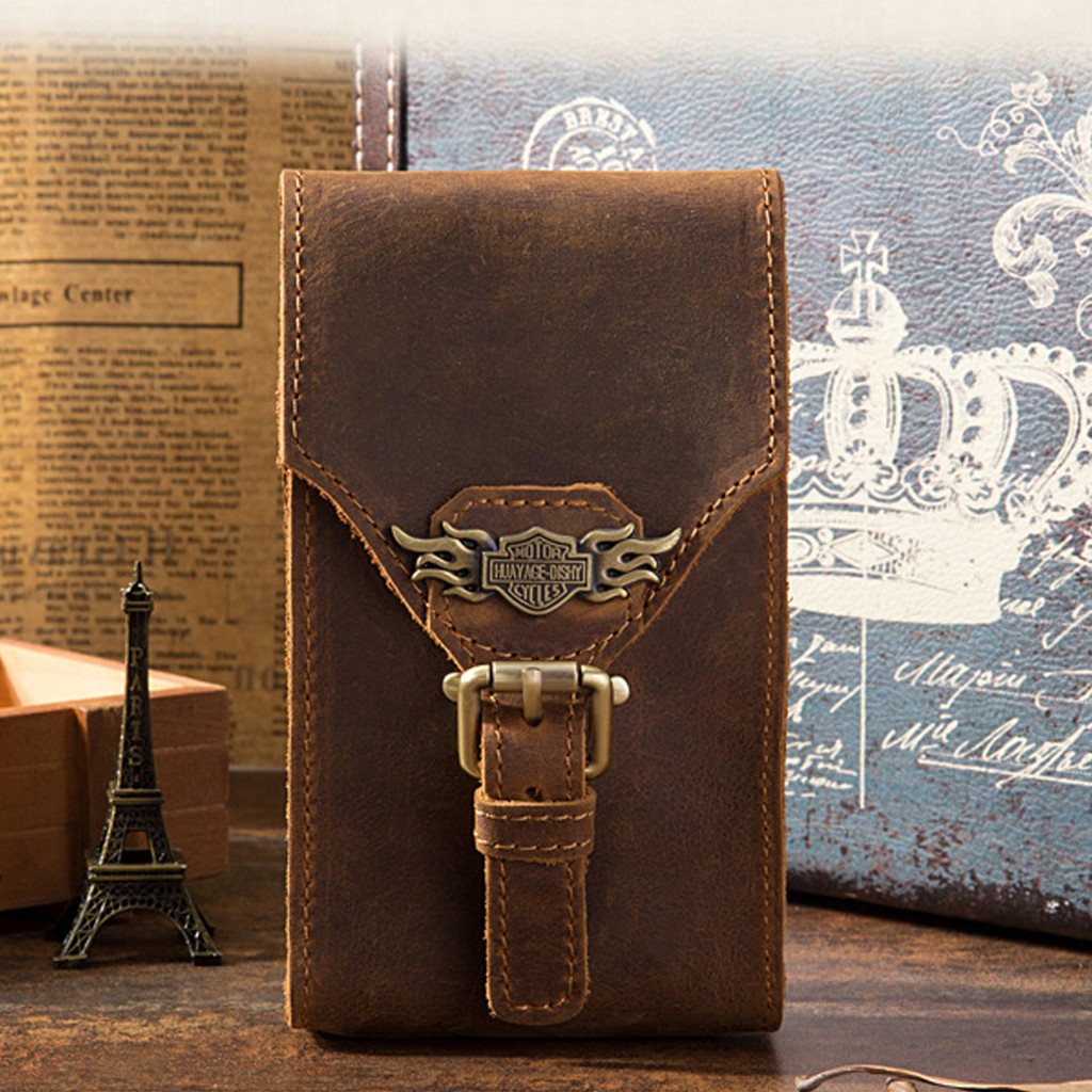 [Mã SKAMLTSM9 giảm 10% đơn 99K] Bao da điện thoại đeo thắt lưng da bò sáp nguyên tấm 6.3' , 6.5 , 6.7 inch