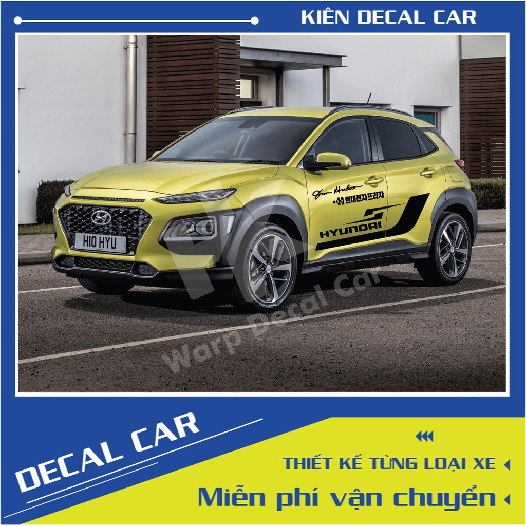 Tem xe Hyundai Kona kiểu dáng thể thao- decal kona
