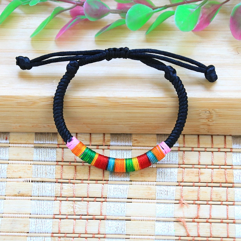 Vòng Tay EBI Chỉ Màu Ngũ Sắc Tây Tạng Bình An May Mắn Dây rút tùy chỉnh độ rộng
