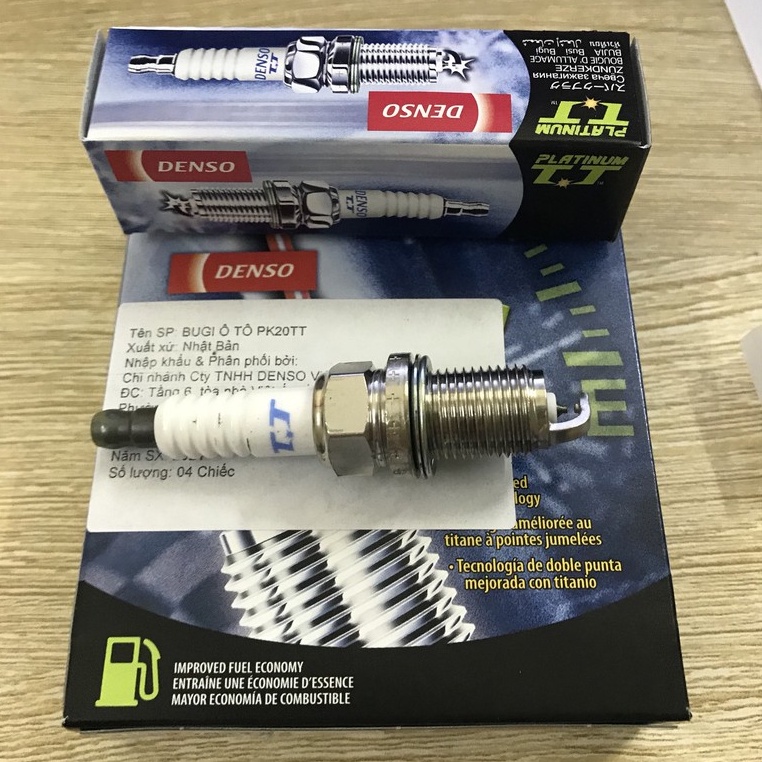 Bugi Denso Platinum chân ngắn mã PK20TT cho xe ôtô Camry, Vios , Altis (bộ 4 bugi)