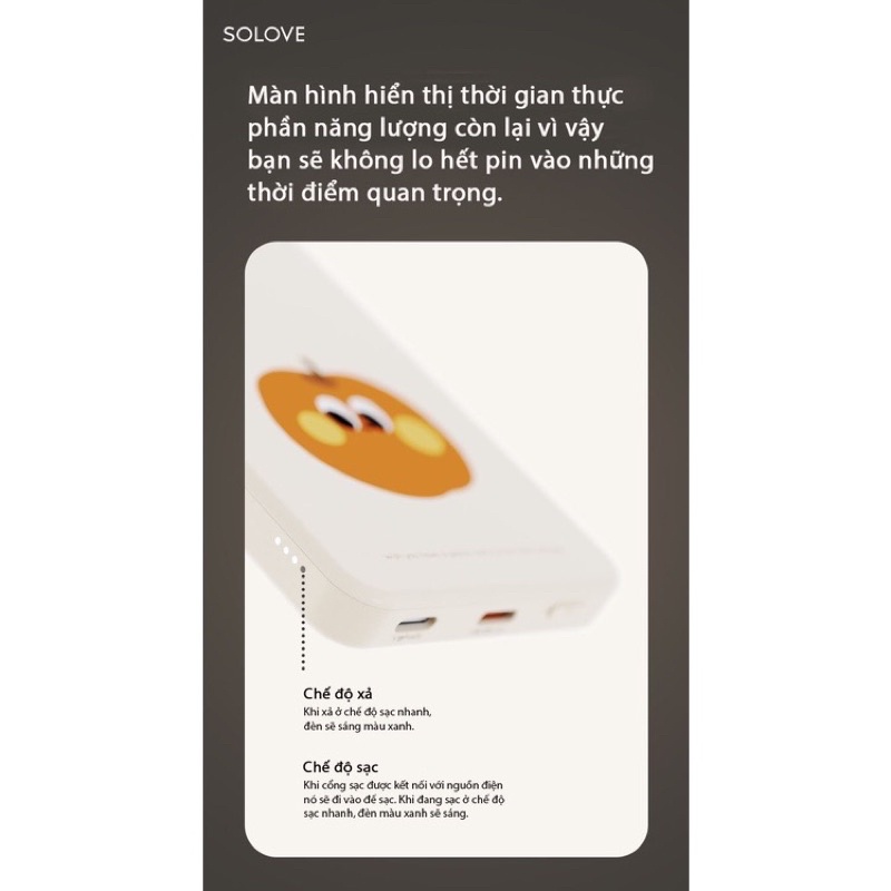 Sạc dự phòng không dây Xiaomi Solove W9 -5000mAh Sạc nhanh 15W