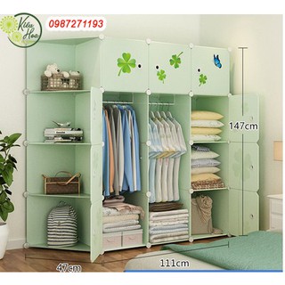 TỦ QUẦN ÁO NHỰA LẮP GHÉP 12 Ô 4 GÓC SÂU 47CM (nhiều mẫu mã, màu sắc lựa chọn) (Kiều Hoa Store)