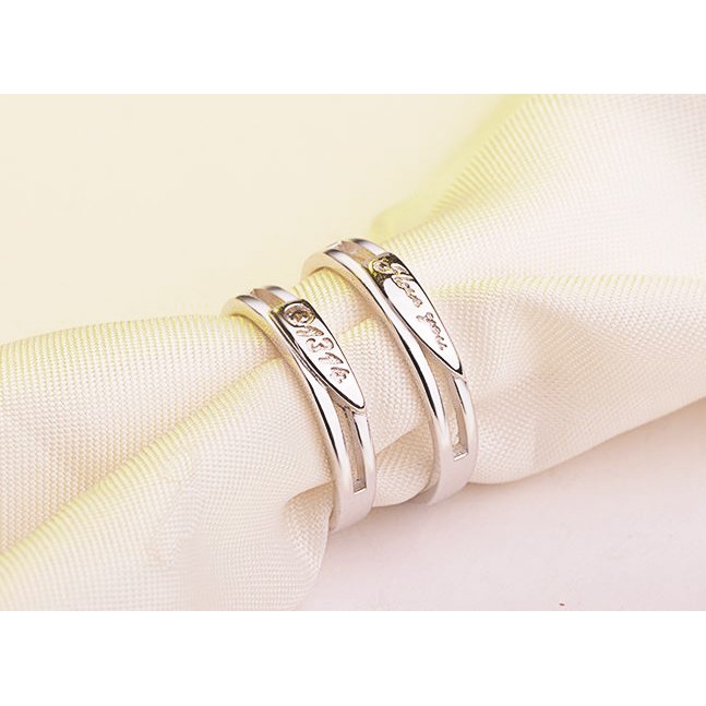 Nhẫn Bạc Cặp Đôi Free Size I Love You 13 - 14 (anh yêu em - trọn đời, trọn kiếp) Lãng Mạn Cho Tình Nhân - sl 02 chiếc