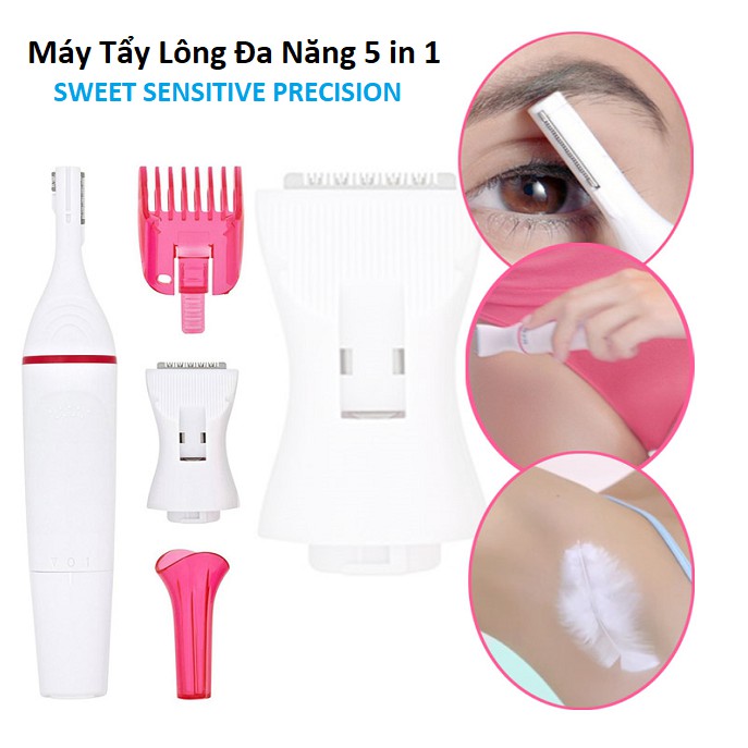 【 HOT】Máy tẩy lông cho phụ nữ 5 trong 1 - Cạo lông lách, tỉa mày,cạo râu,.. - Tỉa mọi vùng trên cơ thể