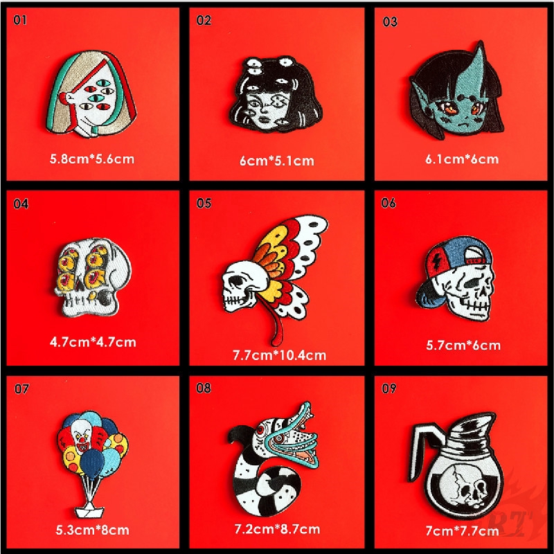 1 Sticker Ủi Thêu Hình Đầu Lâu Phong Cách Harajuku