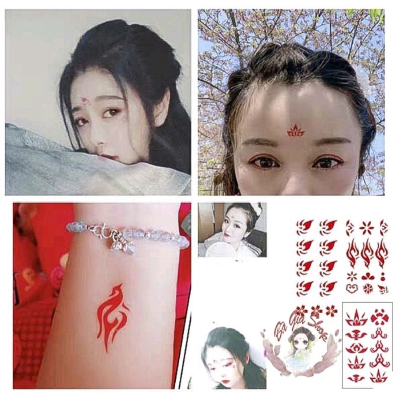 6 tờ tatoo sticker cổ trang, tiên nữ, hình xăm chu sa phong cách thần tiên