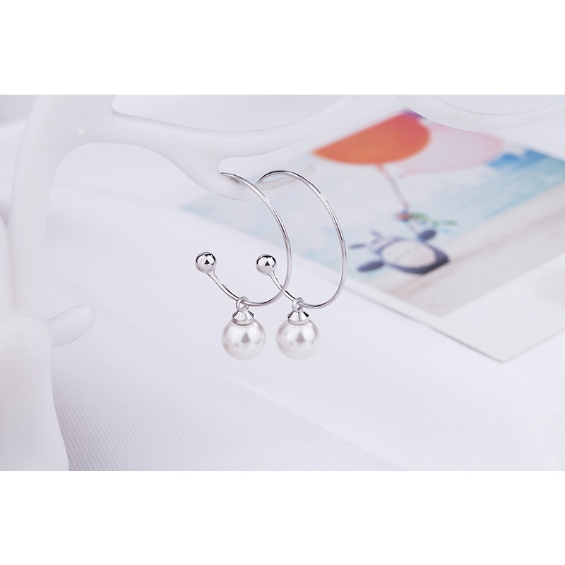 Bông tai MANYUE hình học đính ngọc trai nhân tạo đơn giản ngọt ngào phong cách Hàn Quốc cho nữ