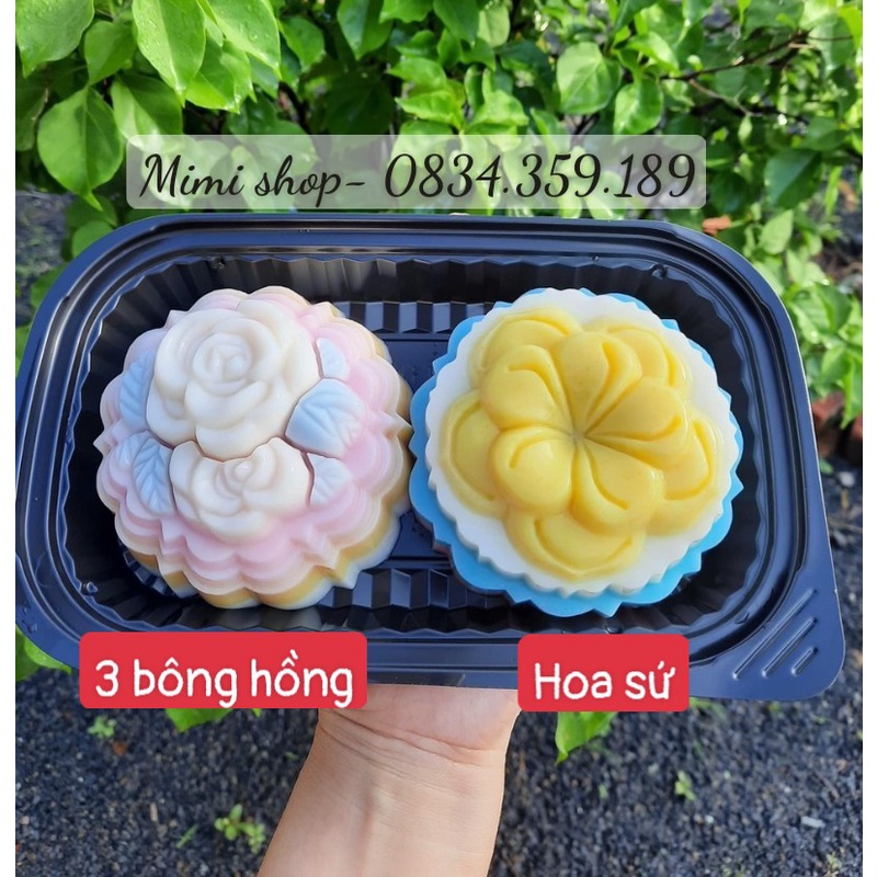 Khuôn xôi, thạch, bánh trung thu hình 3 bông hồng / kèm ảnh thật