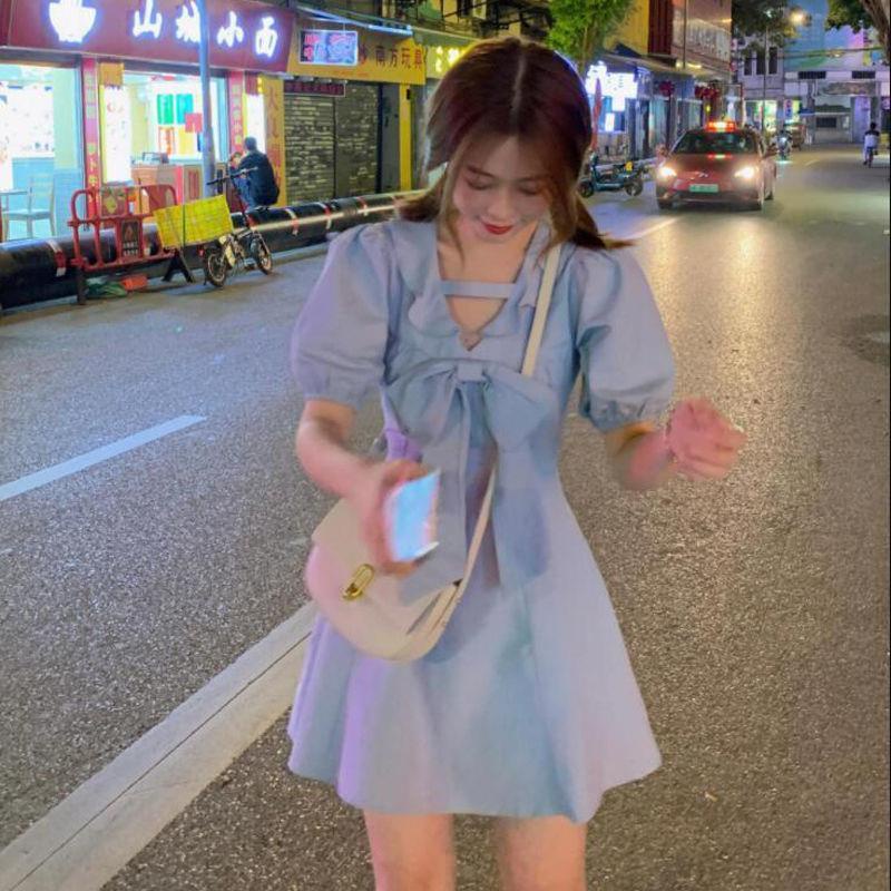 Đầm Dáng Chữ A Cổ Chữ V Thắt Nơ Dễ Thương Xinh Xắn 2021
