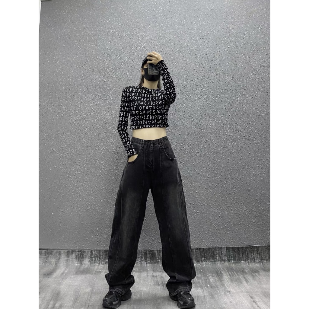 Quần ống suông nữ quần bò ống rộng đen nữ cạp cao đủ size 2021 PDShop | BigBuy360 - bigbuy360.vn