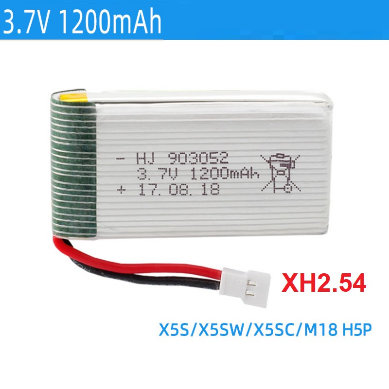 Pin sạc 3.7v dung lượng cao 1200mah dùng cho flycam máy bay điều khiển từ xa cổng nối XH2.54