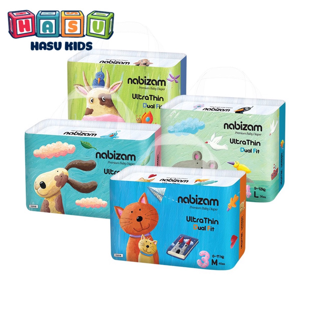 Tã/Bỉm Nabizam nội địa HQ, Dán/Quần Mỏng Vượt Trội, Thấm Hút Tối Đa, đủ Size M/L/XL/2XL/3XL 6-25KG