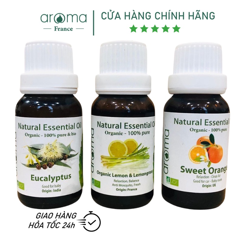 Tinh Dầu Xông AROMA Khuynh Diệp , Chanh Sả Chanh , Cam Ngọt 10ml