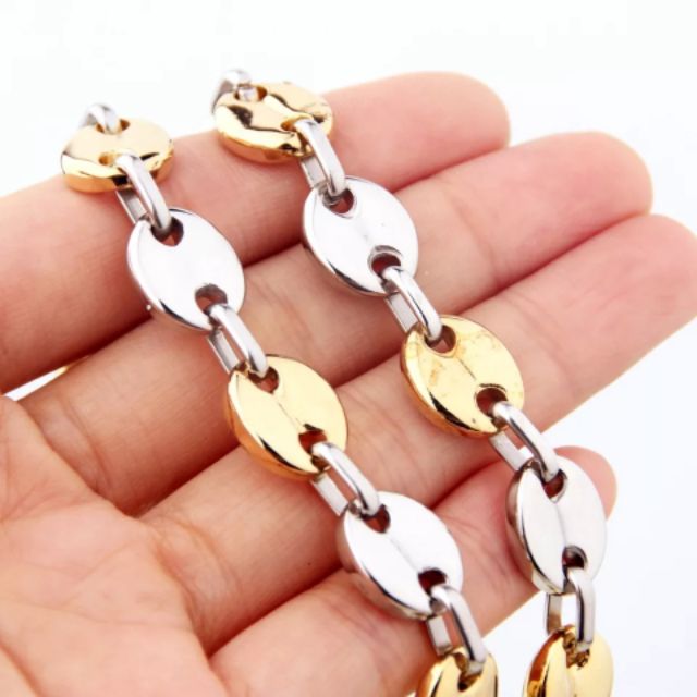 Lắc tay nam/nữ inox kiểu hạt cà phê