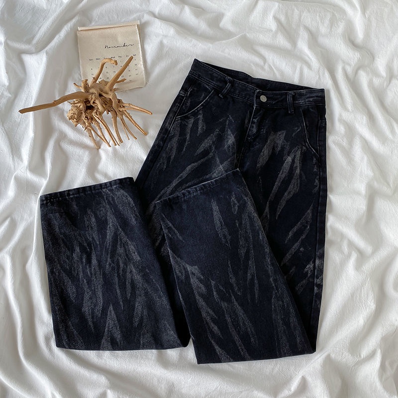 New Korean style wide leg high waisted women's jeans