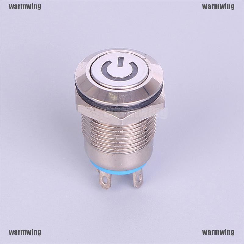 Nút Công Tắc Đèn LED 12mm 12V Bằng Kim Loại Màu Đen