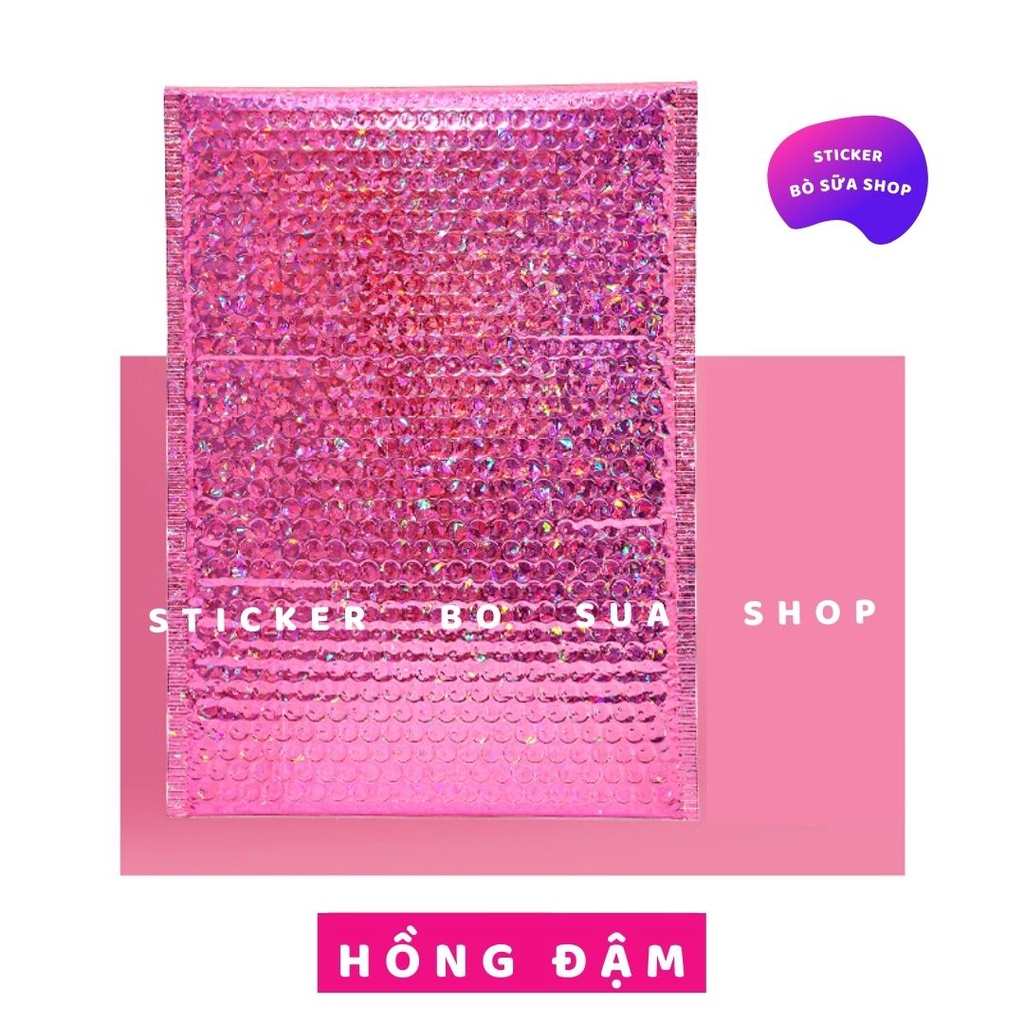 Set 5 túi bóng khí gói hàng chống sốc màu hồng phim laser cực xinh đóng gói chuyên nghiệp sang bền đẹp stickerbosuashop