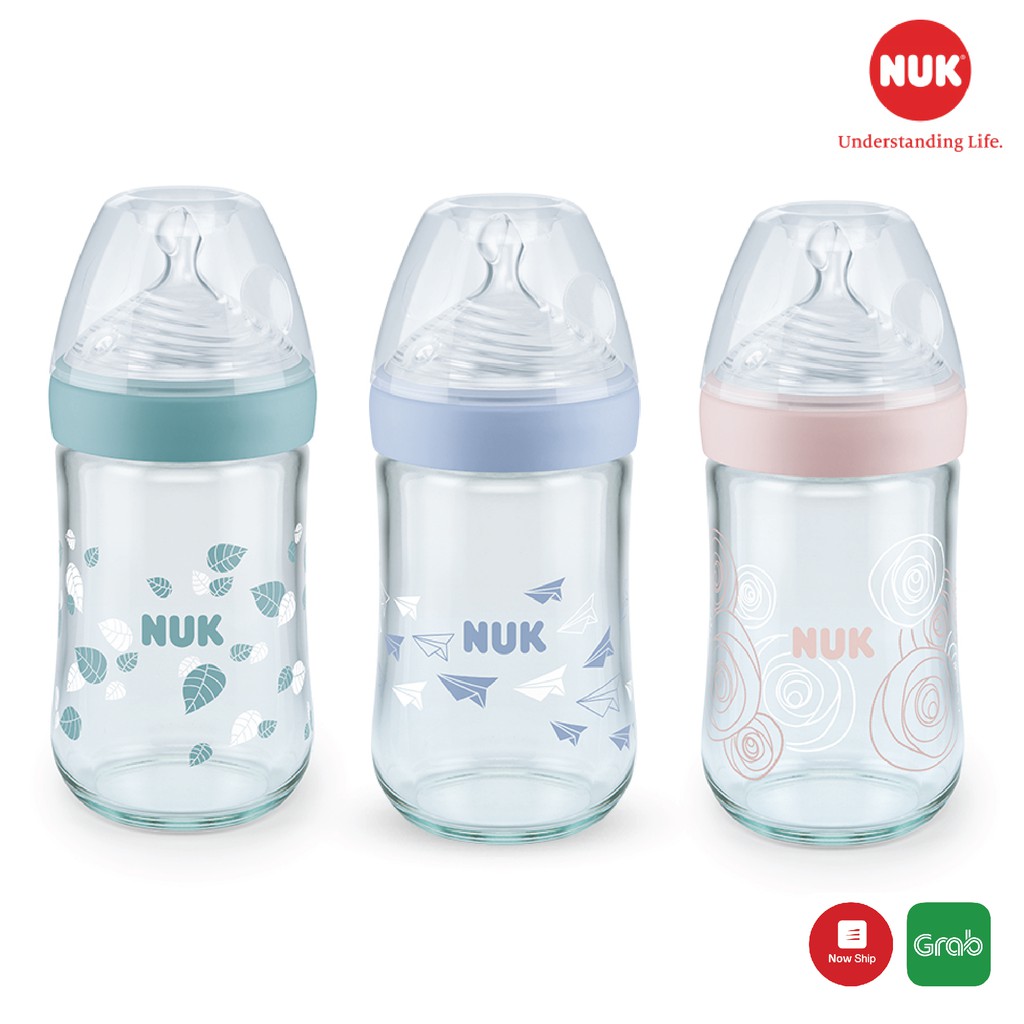 Bình sữa NUK thủy tinh Nature Sense 240ml núm ti Silicone S1 - M (dành cho bé 0-6 tháng)