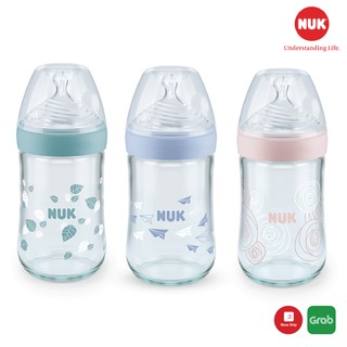 Bình sữa nuk thủy tinh nature sense 240ml núm ti silicone s1 - m