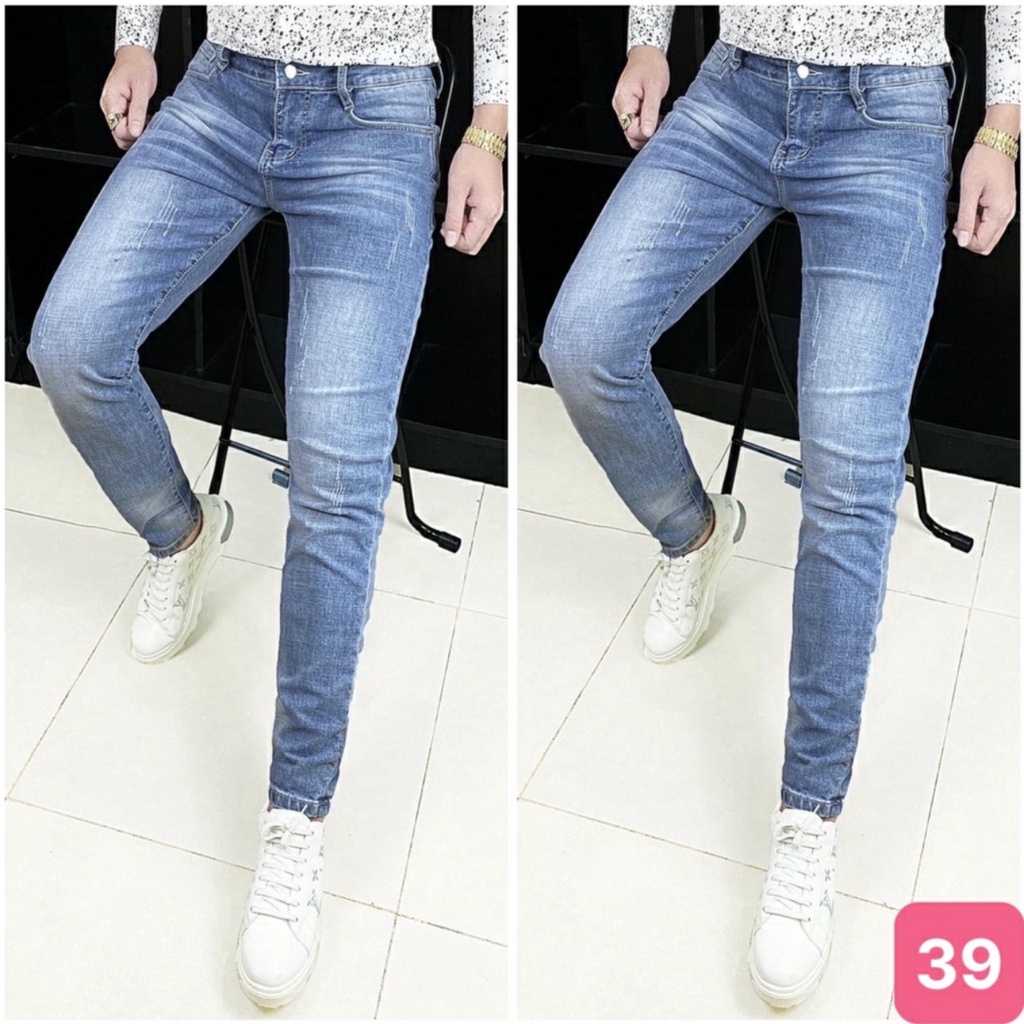 Quần jean nam màu xanh không rách chất bò cao cấp co dãn 4 chiều cực đẹp, quần rin nam QDJ039 sơn Nhiều mẫu mới