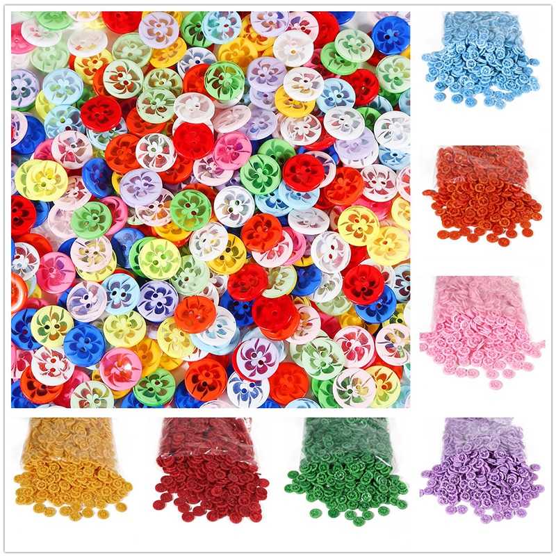 Set 100 nút nhựa đầy màu sắc 14mm tự làm quần áo đồ thủ công