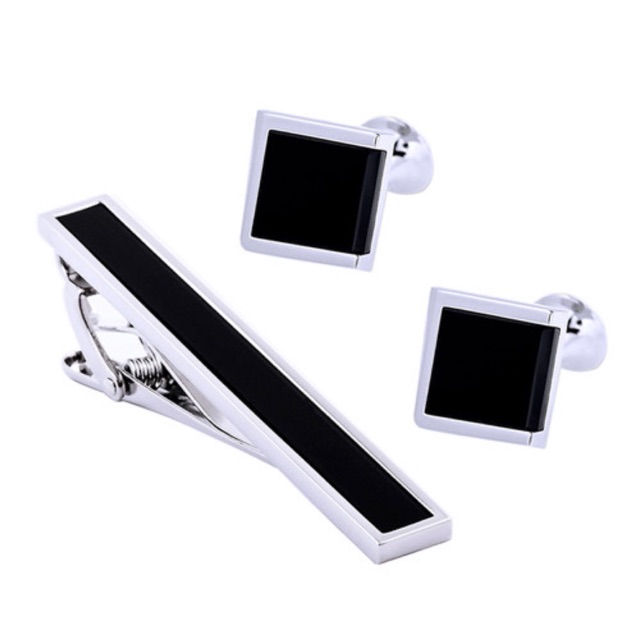 Bộ khuy măng sét cufflinks và kẹp cà vạt cao cấp