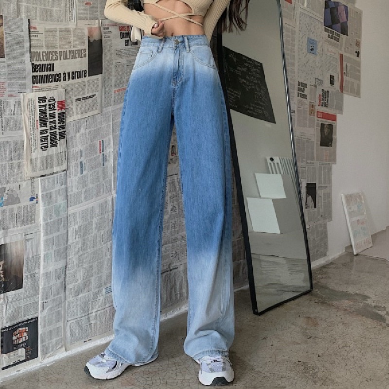 Quần bò nữ 🌸 quần jean nữ ống rộng thiết kế loang khói rách đùi cá tính ulzzang siêu xinh Mylady