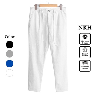 Quần Đũi Dài Nam Ống Suông Cạp Chun Khuy Cài Chất Liệu Đũi Thoáng Mát Sang Trọng