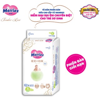 Tã/bỉm dán cao cấp Merries Tender Love size S - 52 miếng (Cho bé 4 - 8kg)