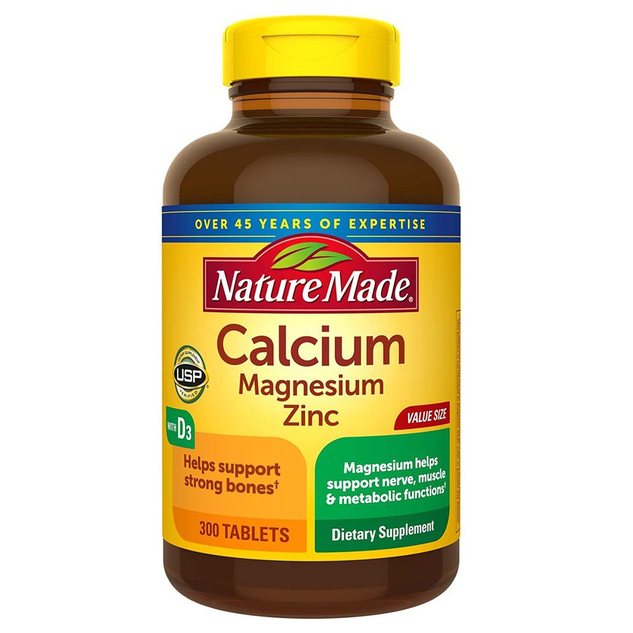 USA- Viên uống Calcium Magnesium Zinc D3 Nature Made 300 viên