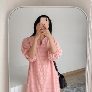 Đầm suông tay phồng (hồng)