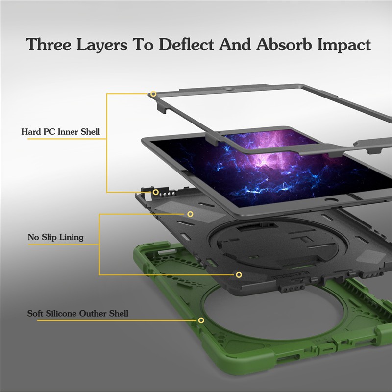 Ốp lưng chống sốc 3 trong 1 cho iPad Pro 10.5 iPad Air 3 2019 iPad Pro 11 2018 có giá đỡ + quai đeo tay | BigBuy360 - bigbuy360.vn