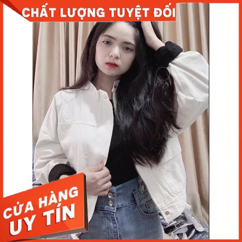 KHOÁC JACKET KAKI CỔ TRỤ PHỐI KHOÁ KÉO - ảnh thật toàn bộ
