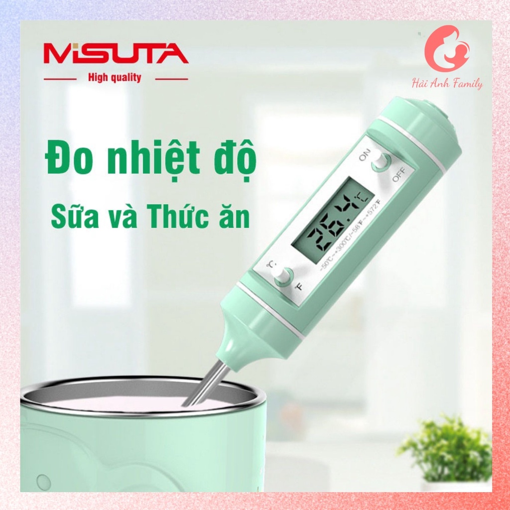 Nhiệt kế điện tử đo nước pha sữa cho bé Misuta đo nhiệt độ nước sữa và