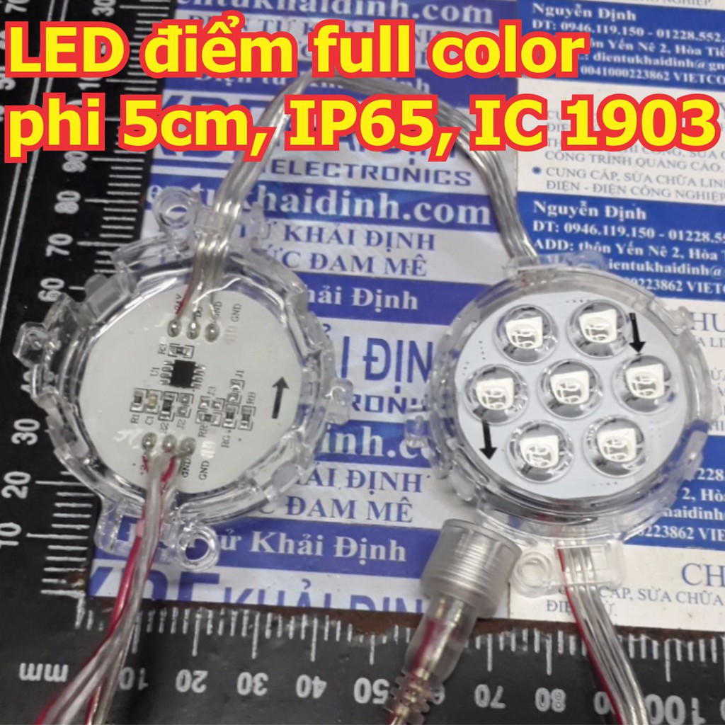 LED điểm ngoài trời 5cm full màu, fullcolor, mặt trong, áp: 24V IP65 kde2679