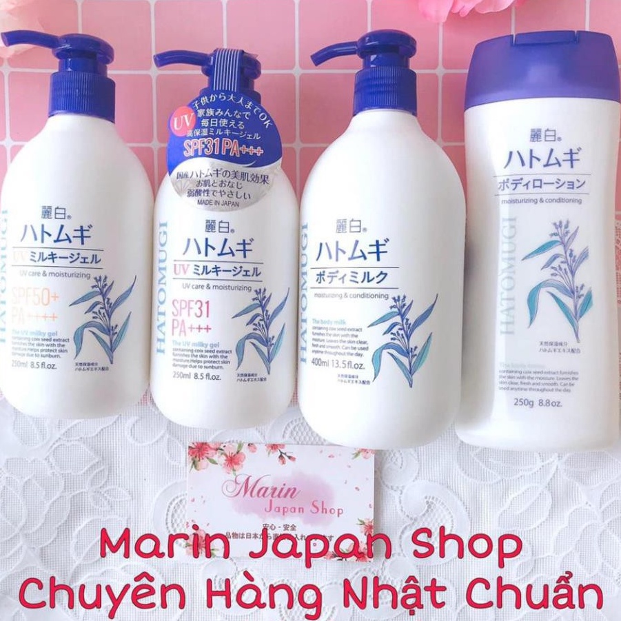 Sữa dưỡng thể dưỡng ban ngày, ban đêm, lotion, chống nắng Hatomugi ý dĩ Nhật Bản