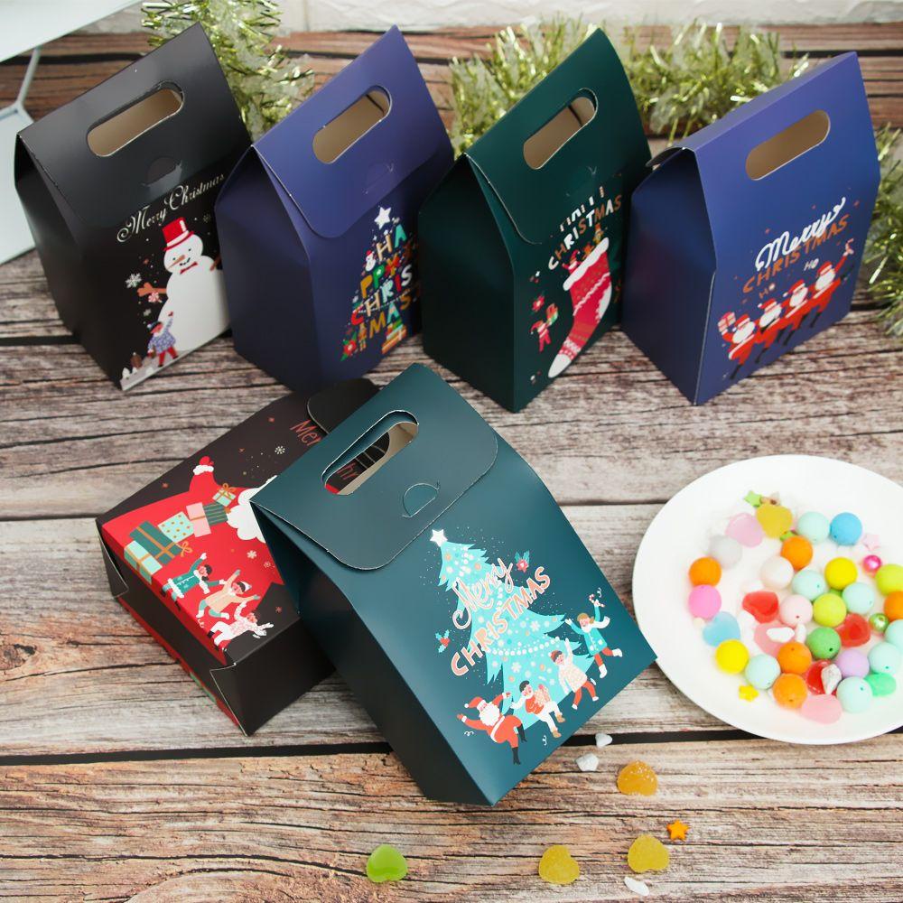 PINEVN Set 5 Túi Giấy Kraft Đựng Bánh Kẹo Cho Tiệc Giáng Sinh