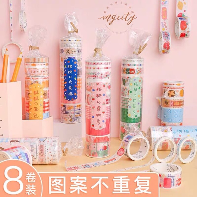 Set 8 cuộn washitape dễ thương