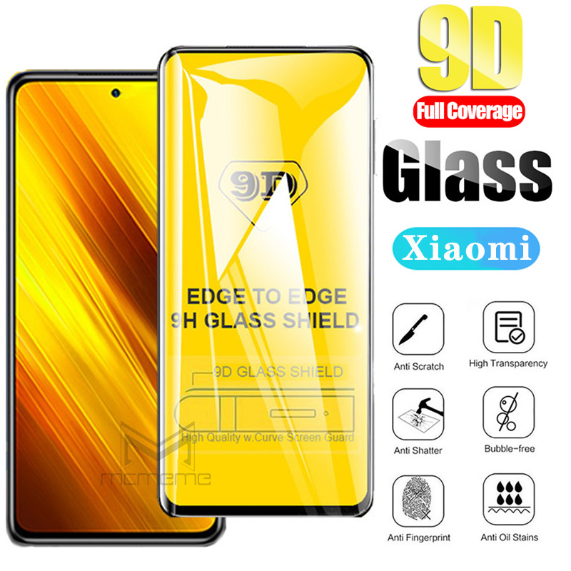 Kính cường lực 9D bảo vệ toàn diện cho màn hình điện thoại Xiaomi Mi Poco X3 NFC M3 F3 GT F2 Pro 5G