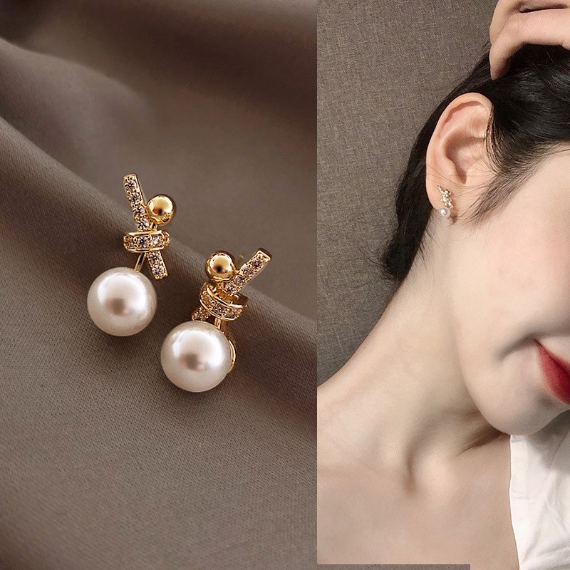 Bông tai mạ bạc 925 đính ngọc trai giả thời trang 2021 dành cho nữ