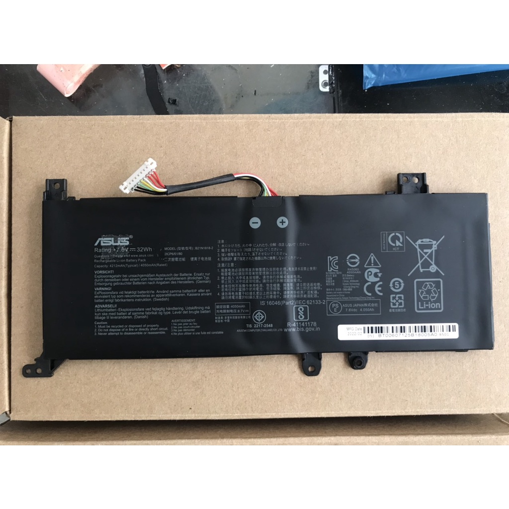 Pin Asus F412DA X412FJ F412FJ A412FA F412UA X512UF X512FA X512UB X509 X512FL X512DK C21N1818 B21N1818 B21N1818-2 Battery