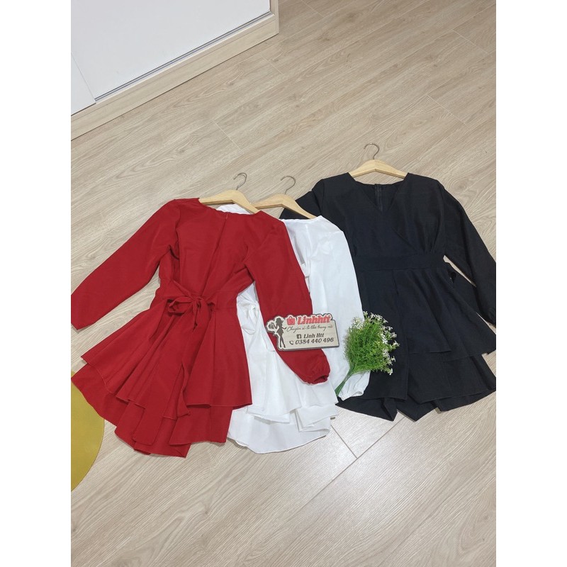 Jumpsuite cổ V tiểu thư giả váy Linhhtt Linh Htt