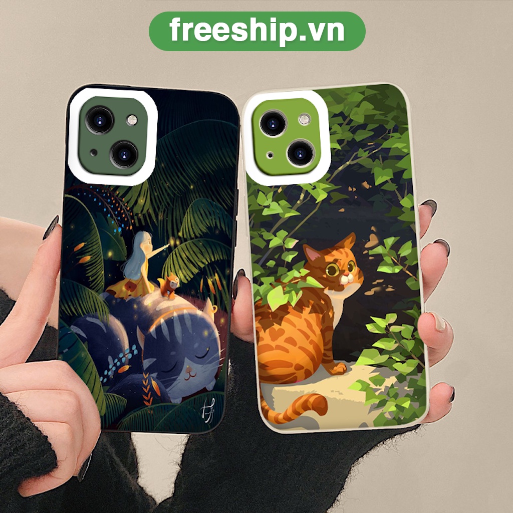 Ốp lưng iphone 13Promax Cat và Girl hoạt hình dễ thương chống bẩn ốp iphone x/xs/xr/xsmax/6/6s/7/8/se2020 bảo vệ camera